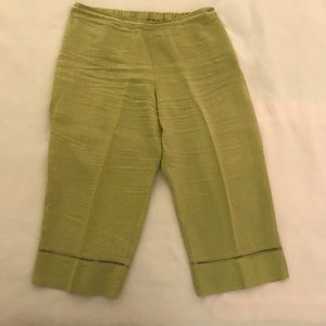 Lime Green Linen Capri Pants